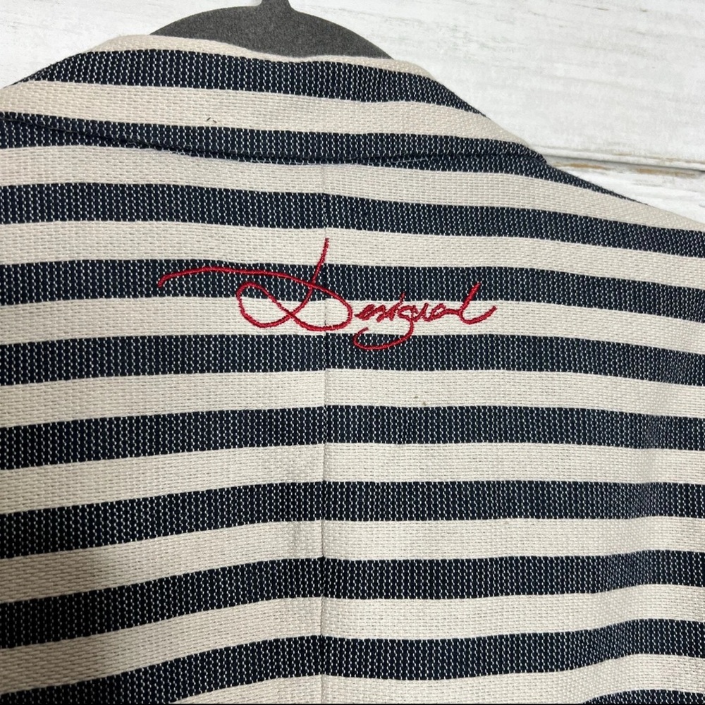 Striped Women's Blazer with Artistic Accents - Picture 4 of 13